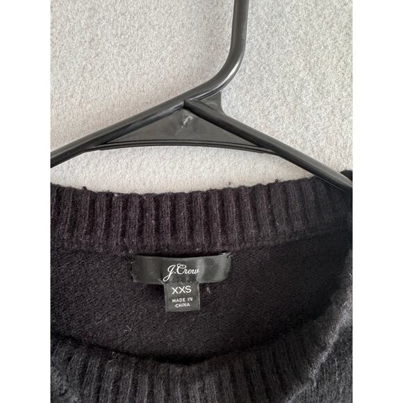 J Crew Black Wool Crewneck Sweater Rhinestone front both side size xxs - Picture 2 of 11